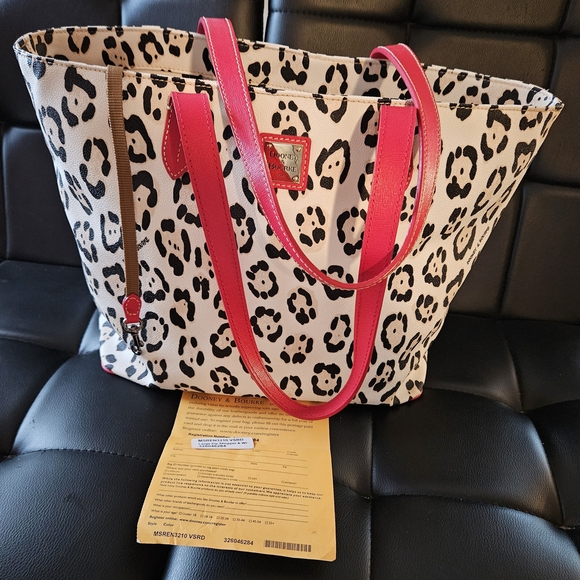 Selling as SET! Matching Dooney & Bourke animal print tote & crossbody red trim! - Picture 7 of 16
